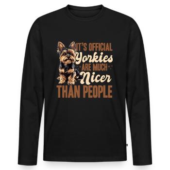 Yorkshire Terrier Propriétaire d’un chien Yorkie - T-shirt manches longues Premium bio Homme - noir - Devant - Nico (187cm)