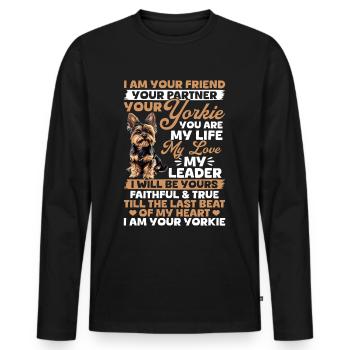 Yorkshire Terrier Propriétaire d’un chien Yorkie - T-shirt manches longues Premium bio Homme - noir - Devant - Nico (187cm)