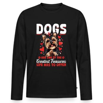 Yorkshire Terrier Propriétaire d’un chien Yorkie - T-shirt manches longues Premium bio Homme - noir - Devant - Nico (187cm)