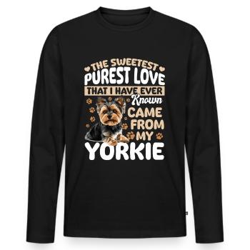 Yorkshire Terrier Propriétaire d’un chien Yorkie - T-shirt manches longues Premium bio Homme - noir - Devant - Nico (187cm)