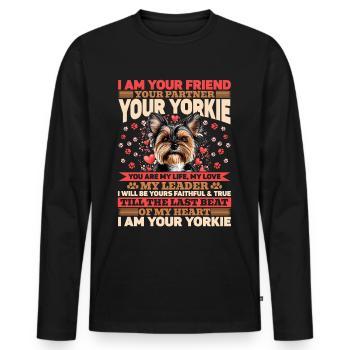 Yorkshire Terrier Propriétaire d’un chien Yorkie - T-shirt manches longues Premium bio Homme - noir - Devant - Nico (187cm)