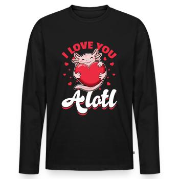 Cute Axolotl Valentins Day - Männer Premium Bio Langarmshirt - Schwarz - Vorne - Nico (187cm)