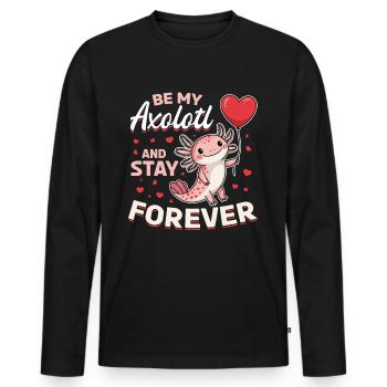 Cute Axolotl Valentins Day - Männer Premium Bio Langarmshirt - Schwarz - Vorne - Nico (187cm)