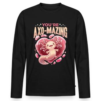 Cute Axolotl Valentins Day - Männer Premium Bio Langarmshirt - Schwarz - Vorne - Nico (187cm)