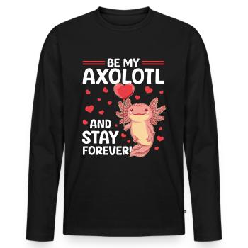 Cute Axolotl Valentins Day - Männer Premium Bio Langarmshirt - Schwarz - Vorne - Nico (187cm)