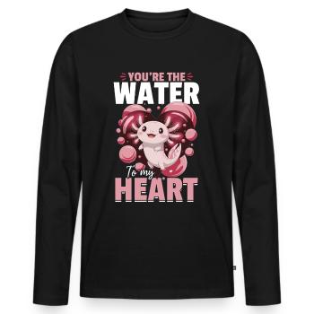 Cute Axolotl Valentins Day - Männer Premium Bio Langarmshirt - Schwarz - Vorne - Nico (187cm)