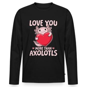 Cute Axolotl Valentine's Day - Men's Premium Organic Long Sleeve Shirt - black - Front - Nico (187cm)