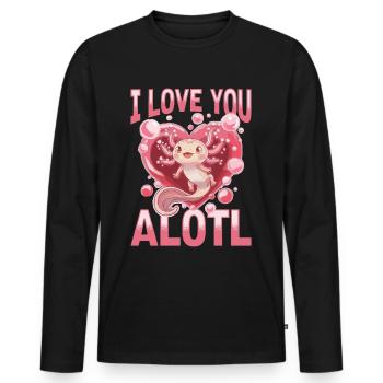 Cute Axolotl Valentine's Day - Men's Premium Organic Long Sleeve Shirt - black - Front - Nico (187cm)