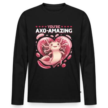 Cute Axolotl Valentins Day - Männer Premium Bio Langarmshirt - Schwarz - Vorne - Nico (187cm)