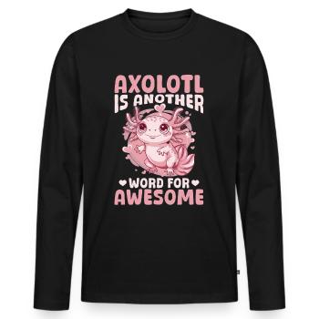 Cute Axolotl Axolotl is another word for Awsome - Männer Premium Bio Langarmshirt - Schwarz - Vorne - Nico (187cm)