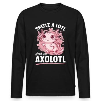 Cute Axolotl Smile a Lotl like an Axolotl - Men's Premium Organic Long Sleeve Shirt - black - Front - Nico (187cm)