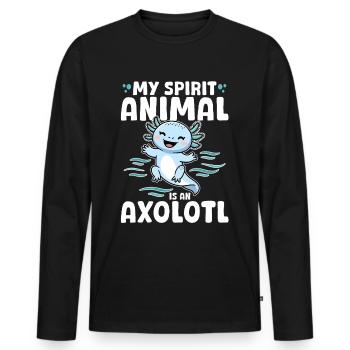 Mignon Axolotl Mon animal spirituel est un Axolotl - T-shirt manches longues Premium bio Homme - noir - Devant - Nico (187cm)