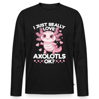 Axolotl mignon J’aime vraiment les axolotls D’accord ? - T-shirt manches longues Premium bio Homme - noir - Devant - Nico (187cm)