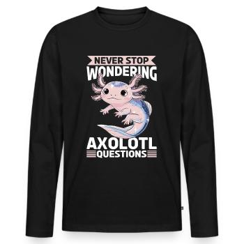 Axolotl N’arrêtez jamais de vous poser des questions sur Axolotl - T-shirt manches longues Premium bio Homme - noir - Devant - Nico (187cm)