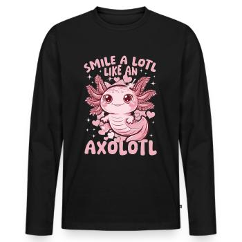 Cute Axolotl Smile a Lotl like an Axolotl - Men's Premium Organic Long Sleeve Shirt - black - Front - Nico (187cm)