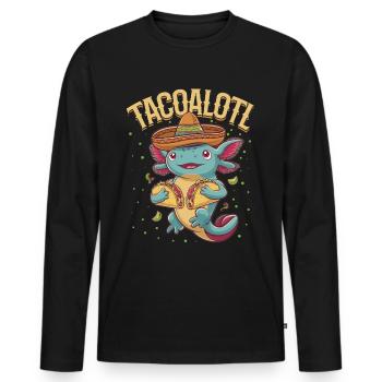 Cute Axolotl Taco Tacoalotl Cinco de Mayo - Men's Premium Organic Long Sleeve Shirt - black - Front - Nico (187cm)