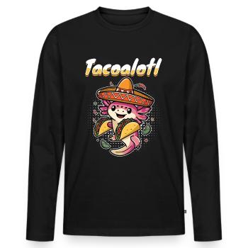 Cute Axolotl Taco Tacoalotl Cinco de Mayo - Men's Premium Organic Long Sleeve Shirt - black - Front - Nico (187cm)