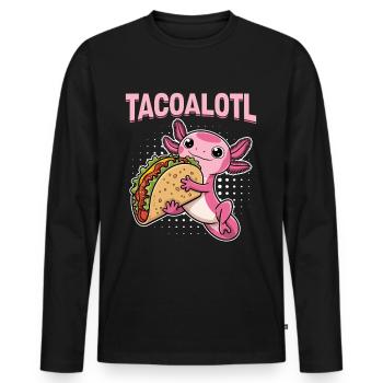 Cute Axolotl Taco Tacoalotl Cinco de Mayo - Men's Premium Organic Long Sleeve Shirt - black - Front - Nico (187cm)