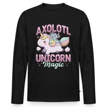 Cute Axolotl Unicorn Axolotl Unicorn Magic - Männer Premium Bio Langarmshirt - Schwarz - Vorne - Nico (187cm)