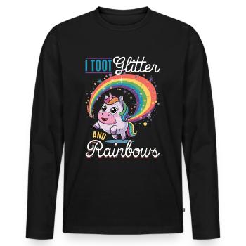 Mignons arcs-en-ciel de licorne qui pètent - T-shirt manches longues Premium bio Homme - noir - Devant - Nico (187cm)