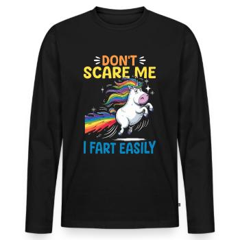 Mignons arcs-en-ciel de licorne qui pètent - T-shirt manches longues Premium bio Homme - noir - Devant - Nico (187cm)