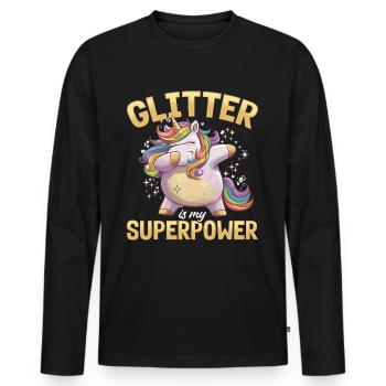 Cute Dabbing Unicorn Chubby - Männer Premium Bio Langarmshirt - Schwarz - Vorne - Nico (187cm)