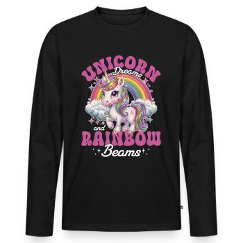 Cute Dream Unicorn Rainbows - Men's Premium Organic Long Sleeve Shirt - black - Front - Nico (187cm)