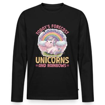Cute Unicorn Rainbows - Männer Premium Bio Langarmshirt - Schwarz - Vorne - Nico (187cm)