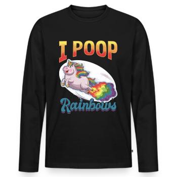 Mignons arcs-en-ciel de licorne qui pètent - T-shirt manches longues Premium bio Homme - noir - Devant - Nico (187cm)