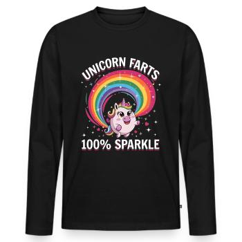 Cute Farting Unicorn Rainbows - Männer Premium Bio Langarmshirt - Schwarz - Vorne - Nico (187cm)