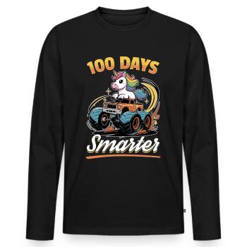 Monster Truck Unicorn 100 Days of School - Männer Premium Bio Langarmshirt - Schwarz - Vorne - Nico (187cm)