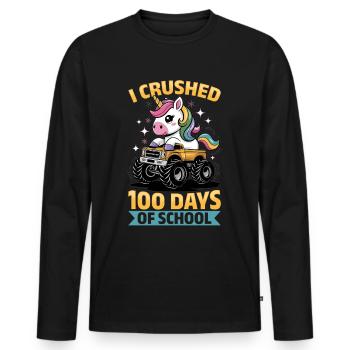 Monster Truck Unicorn 100 Days of School - Männer Premium Bio Langarmshirt - Schwarz - Vorne - Nico (187cm)