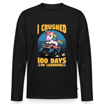 Monster Truck Unicorn 100 Days of School - Männer Premium Bio Langarmshirt - Schwarz - Vorne - Nico (187cm)