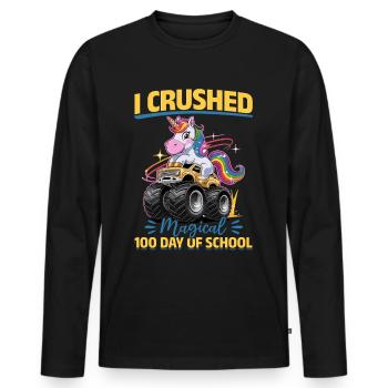 Monster Truck Unicorn 100 Days of School - Männer Premium Bio Langarmshirt - Schwarz - Vorne - Nico (187cm)