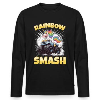 Cute Monster Truck Unicorn Rainbows - Men's Premium Organic Long Sleeve Shirt - black - Front - Nico (187cm)