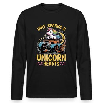 Cute Monster Truck Unicorn Rainbows - Men's Premium Organic Long Sleeve Shirt - black - Front - Nico (187cm)