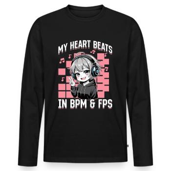Anime & Music Kawaii - Men's Premium Organic Long Sleeve Shirt - black - Front - Nico (187cm)