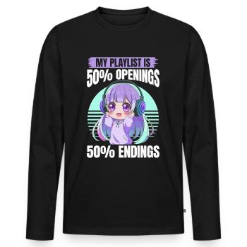 Anime et musique Kawaii - T-shirt manches longues Premium bio Homme - noir - Devant - Nico (187cm)