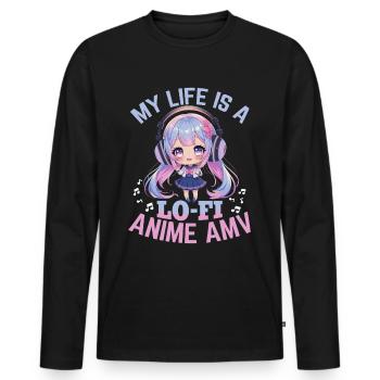 Anime & Music Kawaii - Men's Premium Organic Long Sleeve Shirt - black - Front - Nico (187cm)