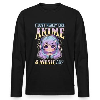 Anime et musique Kawaii - T-shirt manches longues Premium bio Homme - noir - Devant - Nico (187cm)