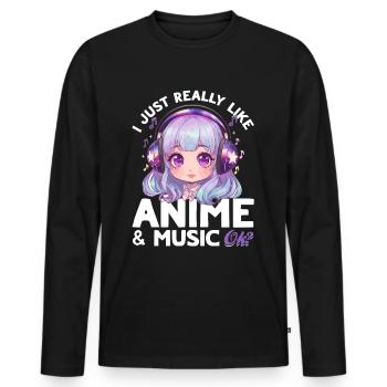 Anime et musique Kawaii - T-shirt manches longues Premium bio Homme - noir - Devant - Nico (187cm)