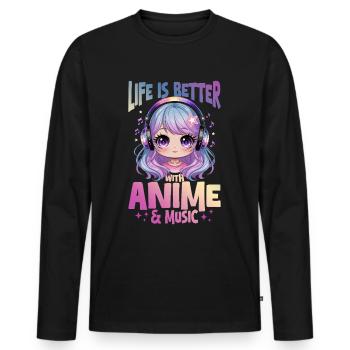 Anime & Music Kawaii - Men's Premium Organic Long Sleeve Shirt - black - Front - Nico (187cm)