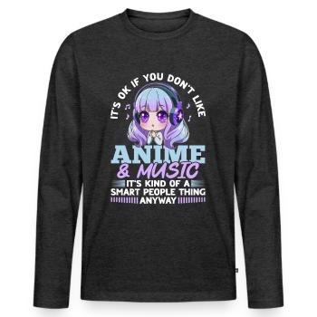 Anime & Music Kawaii - Men's Premium Organic Long Sleeve Shirt - heather anthracite - Front - Nico (187cm)