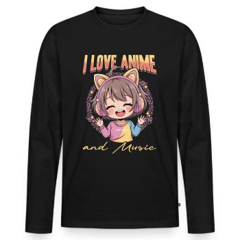 Anime & Music Kawaii - Men's Premium Organic Long Sleeve Shirt - black - Front - Nico (187cm)