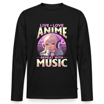 Anime & Music Kawaii - Men's Premium Organic Long Sleeve Shirt - black - Front - Nico (187cm)