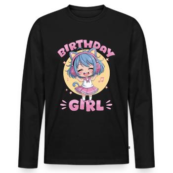 Anime & Chats Kawaii - T-shirt manches longues Premium bio Homme - noir - Devant - Nico (187cm)