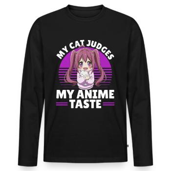Anime & Chats Kawaii - T-shirt manches longues Premium bio Homme - noir - Devant - Nico (187cm)