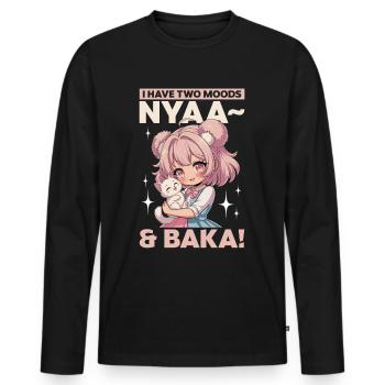 Anime & Chats Kawaii - T-shirt manches longues Premium bio Homme - noir - Devant - Nico (187cm)