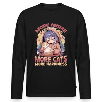 Anime & Chats Kawaii - T-shirt manches longues Premium bio Homme - noir - Devant - Nico (187cm)