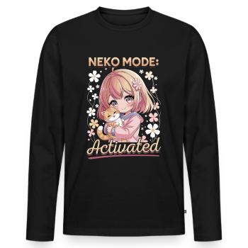 Anime & Chats Kawaii - T-shirt manches longues Premium bio Homme - noir - Devant - Nico (187cm)